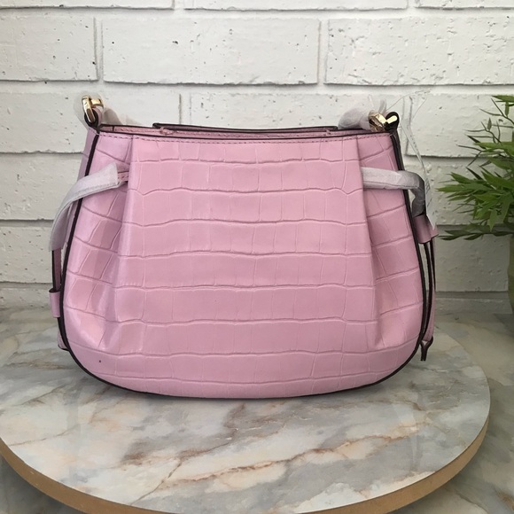 Kate Spade Purse Pink Croco Embossed Leather Dumpling Crossbody Bag KE475 New - Picture 3 of 16